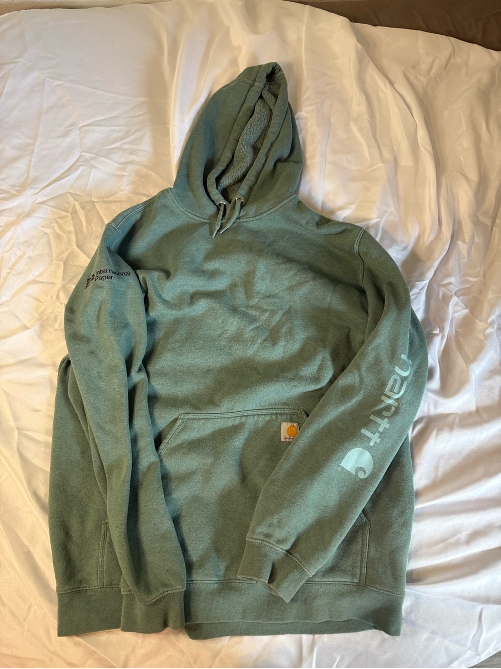 Carhartt Sage Green Pullover Hoodie with Logo Tag